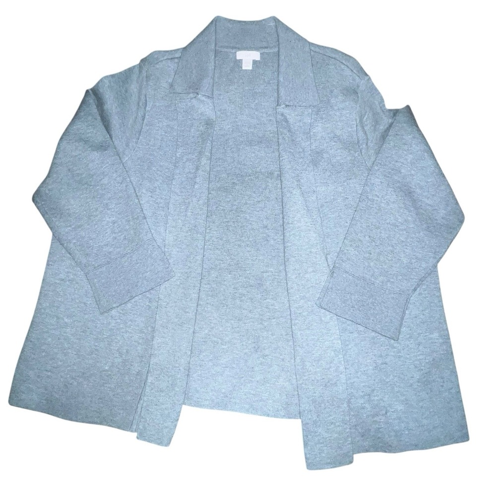 J Jill Women 1X Blue Open Cardigan Notched‎ Collar Cotton Blend Minimalist Soft